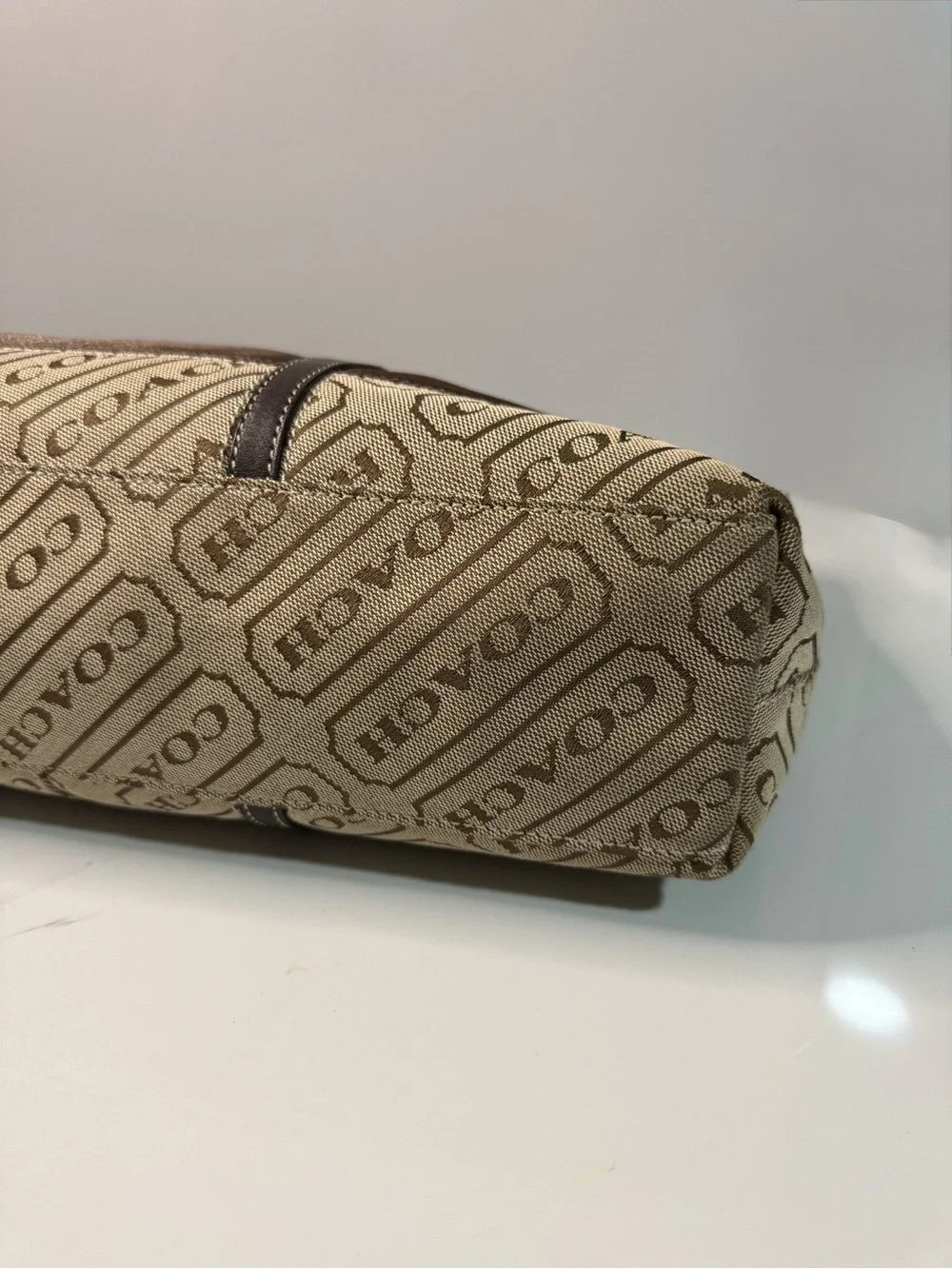 Coach Lozenge Beige and Brown Tote Bag